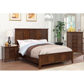 Furniture Of America Tyrenia Walnut Louver Inspired Platform Bed