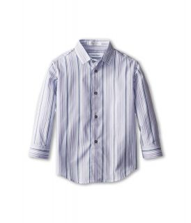Calvin Klein Kids L/S Roadmap Stripe Shirt Boys Long Sleeve Button Up (Purple)