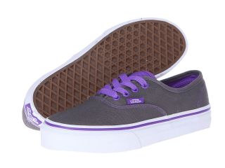 Vans Kids Authentic Pewter/Electric Purple) Girls Shoes (Gray)