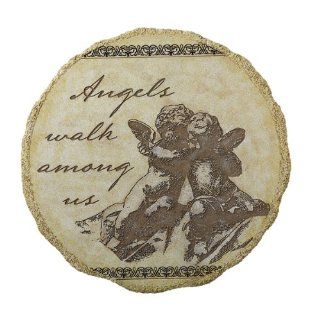 Grasslands Road Villa "Angels Walk Among Us" Cherub Pair Stepping Stone Plaque with Metal Stand (Discontinued by Manufacturer)  Outdoor Decorative Stones  Patio, Lawn & Garden