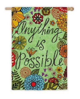 House Size Flag, Flower Doodle Anything is Possible, 29x43 Inches  Outdoor Decorative Flags  Patio, Lawn & Garden