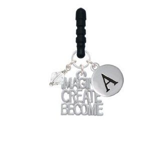 Imagine, Create, Become' Initial Phone Candy Charm Silver Pebble Initial A Cell Phones & Accessories