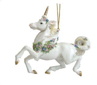 December Diamonds Discontinued Magical Unicorn Ornament is approximately 5 inches long & 5 inches tall.Made of Resin, Hand Painted, Rhinestone Embellished, & Gift Boxed. Stunning Gift   Decorative Hanging Ornaments