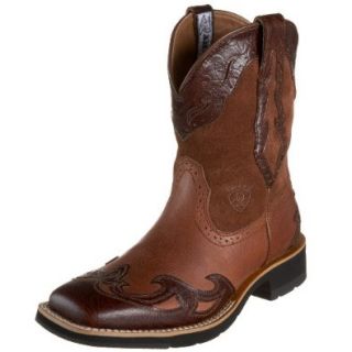 Ariat Women's Showbaby Square Toe Wing Tip Boot,Stag Rebel/Cognac Emboss Light,10 M US Shoes