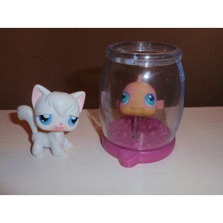Littlest Pet Shop Goldfish in Bowl and White Cat Toys & Games