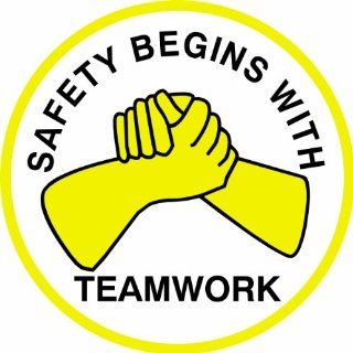 Brady 42269, Hard Hat Emblems, Black/Yellow on White, Legend "Safety Begins With Teamwork" (4 per Card) Labels
