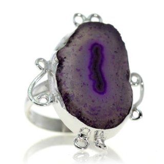 Amethyst Slices Ring (size 5.50) Handmade 925 Sterling Silver natural hand cut Amethyst Slices color Purple 5g, Nickel and Cadmium Free, artisan unique handcrafted silver ring jewelry for women   one of a kind world wide item with original natural Amethys