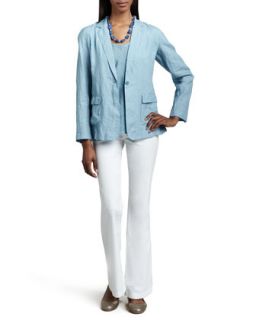 Eileen Fisher Linen One Button Jacket & Short Sleeve Linen Gauze Top, Womens
