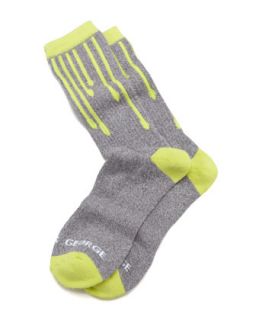 Arthur George by Robert Kardashian Drips Mens Socks, Gray/Yellow