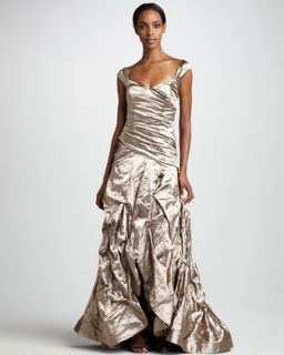 Nicole Miller Ruched Metallic Gown