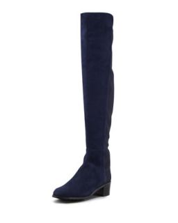 Stuart Weitzman Reserve Suede Stretch Over the Knee Boot, Nice Blue