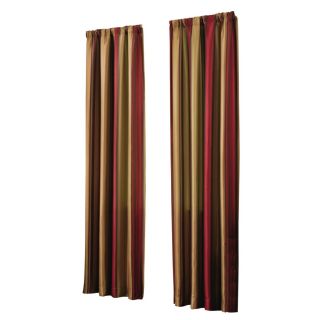allen + roth Alison 95 in L Stripe Red Rod Pocket Curtain Panel