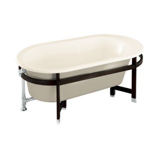 KOHLER 66 in x 36 in Iron Works Tellieur Almond Oval Pedestal Bathtub with Reversible Drain