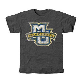 Marquette Golden Eagles Distressed Primary Tri Blend T Shirt   Charcoal