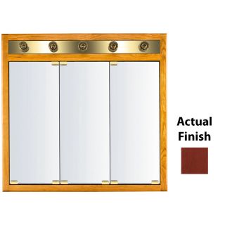 KraftMaid Classic 35 3/4 in x 33 3/4 in Cabernet Lighted Cherry Surface Mount and Recessed Medicine Cabinet