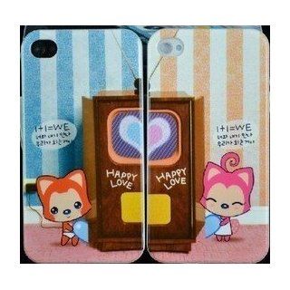 Big Mango 2PCS Packed High Quality Fashion Lover Style of Cute Cats Plastic Protective Shell Hard Below Cover Case for Apple iphone 4 4s Eco package Cell Phones & Accessories