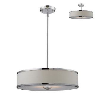 Z Lite Cameo 19.5 in W Chrome Pendant Light with Fabric Shade