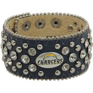 San Diego Chargers Ladies Glitz Leather Cuff Bracelet   Navy Blue