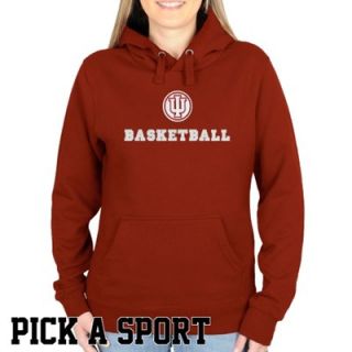 Indiana Hoosiers Ladies Custom Sport Logo Applique Pullover Hoodie   Crimson
