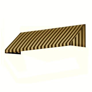 Awntech 12 ft 4 1/2 in Wide x 3 ft Projection Brown/Tan Striped Slope Window/Door Awning