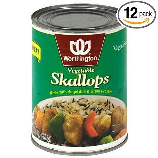 Worthington Vegetable Skallops, Low Fat, 20 Ounce Cans (Pack of 12)  Vegetarian Meat Substitutes  Grocery & Gourmet Food