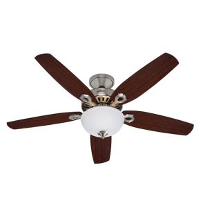 Hunter Builder Deluxe 52 in Brushed Nickel Downrod or Flush Mount Ceiling Fan with Light Kit