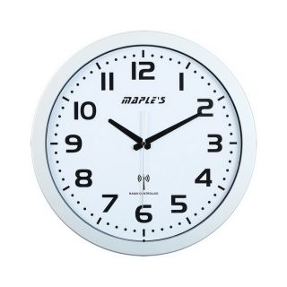 Maples 15 in Standard/Arabic Numeral Radio Controlled Silver Wall Clock