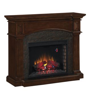 Chimney Free 50 in W 4,600 BTU Premium Cocoa Cherry Wood and Metal Wall Mount Electric Fireplace with Thermostat and Remote Control