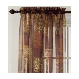 Style Selections Elena 84 in L Print Chocolate Rod Pocket Window Sheer Curtain