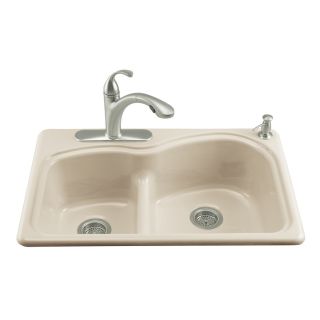 KOHLER Woodfield Double Basin Drop in Enameled Cast Iron Kitchen Sink
