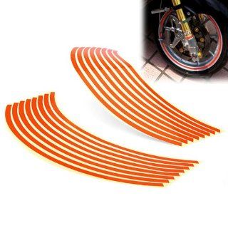 16 18" Orange Wheel Rim Stripe Reflective Decal Tape Sticker for Car Motorcycle Cycling Bike Bicycle Automotive