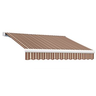 Awntech 24 ft Wide x 10 ft Projection Brown/Terra Cotta Striped Slope Patio Retractable Remote Control Awning