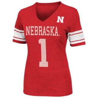 Nebraska Cornhuskers Ladies Rebel Slim Fit V Neck T Shirt   Scarlet