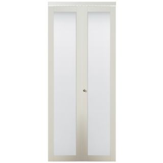 ReliaBilt White 1 Lite Solid Core Tempered Frosted Glass Bifold Closet Door (Common 80.5 in x 30 in; Actual 80 in x 30 in)