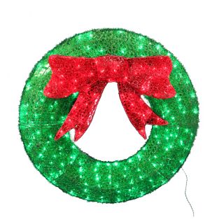 Holiday Living Pre Lit 36 in Green Sequin Indoor/Outdoor Artificial Christmas Wreath with 140 Count LED Constant Lights