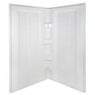 Aqua Glass Neo Angle Shower Walls 42 in W x 42 in L x 72.32 in H High Gloss White High Impact Polystyrene Shower Wall Surround Corner Wall Panel