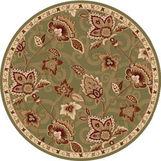 Home Dynamix Lisbon 7 ft 10 in x 7 ft 10 in Round Green Floral Area Rug