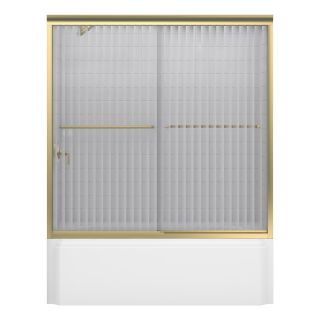 KOHLER 59 5/8 in W x 58 3/8 in H Brushed Bronze Frameless Bathtub Door