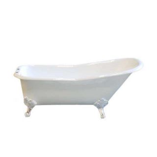 Sign of the Crab Tahoe 66.5 in L x 30 in W x 29 in H White Cast Iron Oval in Rectangle Clawfoot Bathtub with Reversible Drain