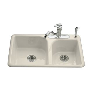 KOHLER Efficiency Double Basin Drop in Enameled Cast Iron Kitchen Sink