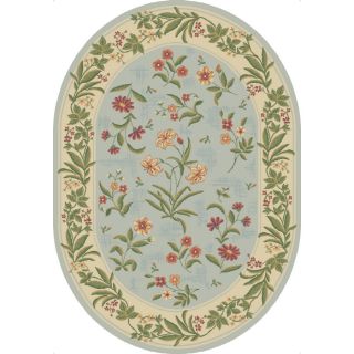 Shaw Living Summer Flowers 5 ft 5 in x 7 ft 8 in Oval Blue Floral Area Rug