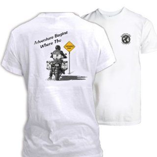 Motorcycle Adventure Riding T Shirt (Adventure Begins Where The Pavement Ends) 