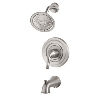 Pfister Universal Trim Brushed Stainless Steel 1 Handle Bathtub and Shower Faucet Trim Kit with Multi Function Showerhead