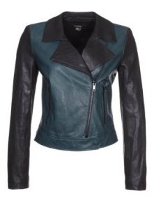 DKNY   Leather jacket   petrol