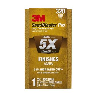 3M 3M(Tm) Sandblaster(Tm) Pro Large Between Coats Sanding Sponge 30907 320 Sp, 4.5 In x 2.5 In x 1 In, 320 Grit