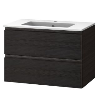 Novellini Cubo 39.4 in x 16.94 in Wenge Integral Single Sink Bathroom Vanity with Solid Surface Top