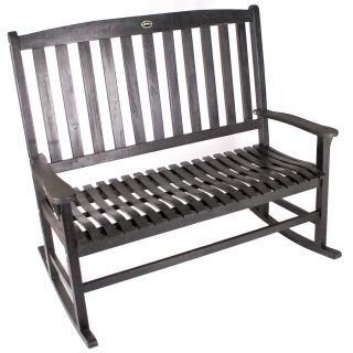 Black Wood Slat Seat Outdoor Rocking Chair