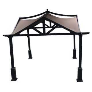 allen + roth 10 ft x 10 ft x 120 in x 6 ft 9 in Brown Steel Gazebo