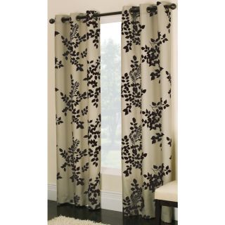 allen + roth Waterbury 63 in L Light Filtering Floral Chocolate Grommet Window Curtain Panel