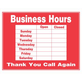 The Hillman Group 15 in x 19 in Business Hours Sign
